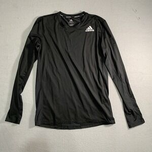 Mens' Long Sleeved black Adidas Training Shirt TechFit PrimeGreen Medium